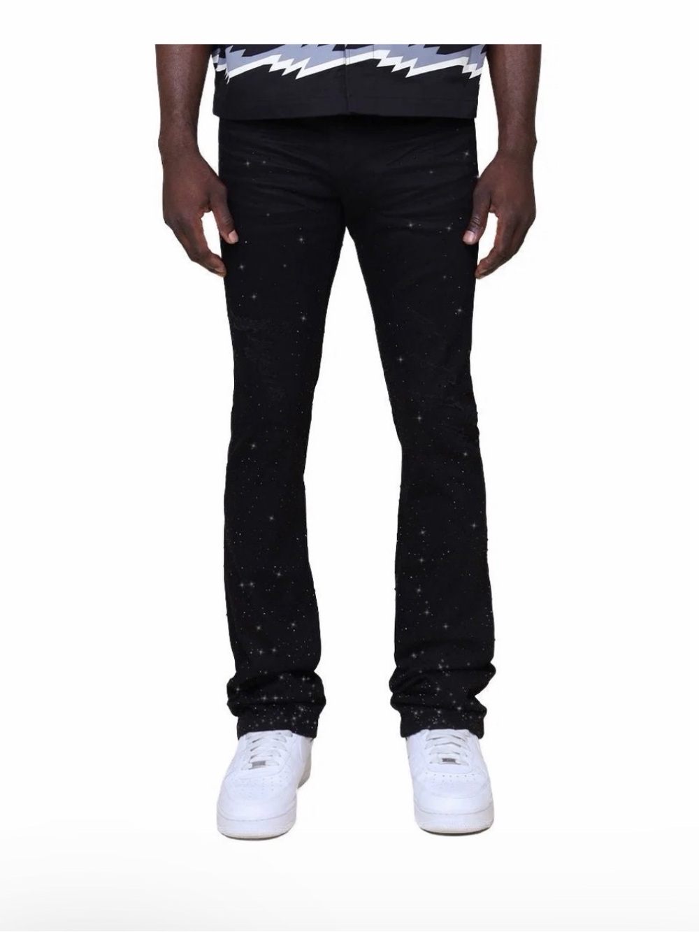 Black Slim Fit Jeans with Rhinestone Detail